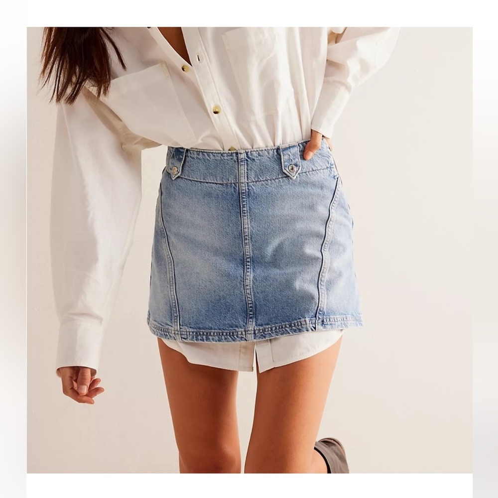 FREE PEOPLE We The Free Runaway Denim mini Skirt sz 32 - Picture 3 of 9
